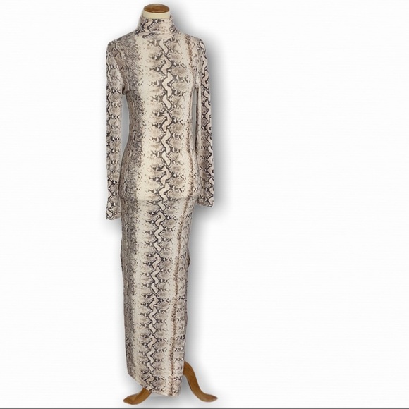 GENERATION LOVE SnakeSkin Mock Neck Bodycon Maxi - Picture 2 of 14